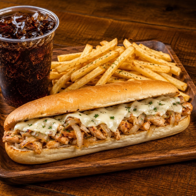 Chicken Philly Fries & Drink.